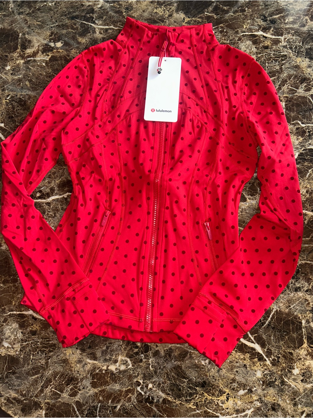 Lululemon Athletica Red Polka Dot Zip Jacket